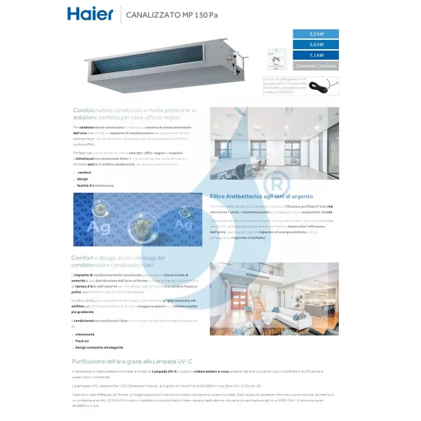 Condizionatore Haier Mono Split 12000 Btu Serie Canalizzato