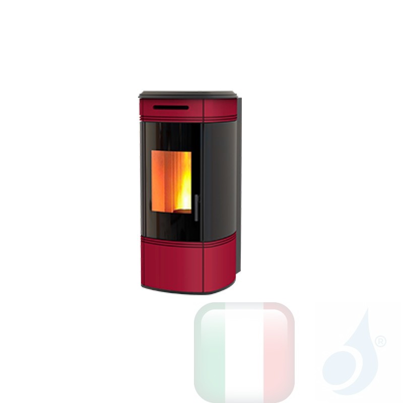 Termo Stufa a Pellet Ravelli 12 kW HRV 120 GLOBE ceramica Bordeaux