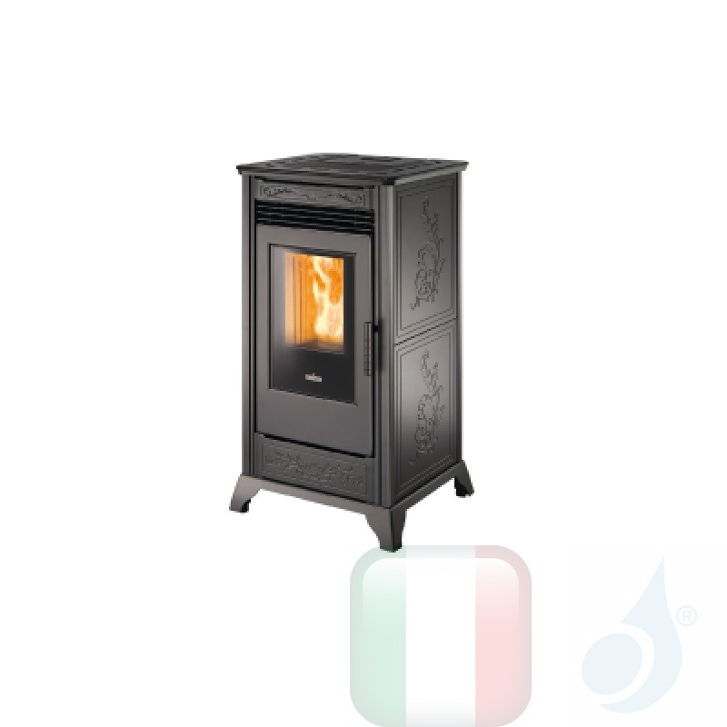 Termo Stufa a Pellet Ravelli 12 kW HRV 120 COUNTRY ceramica Nero